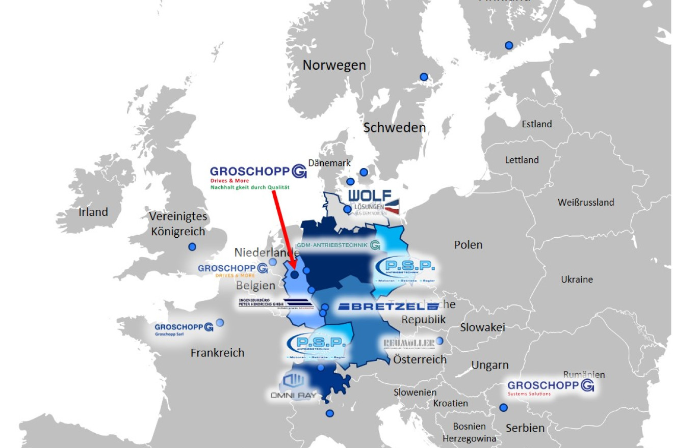 Europakarte mit GROSCHOPP Vertretungen